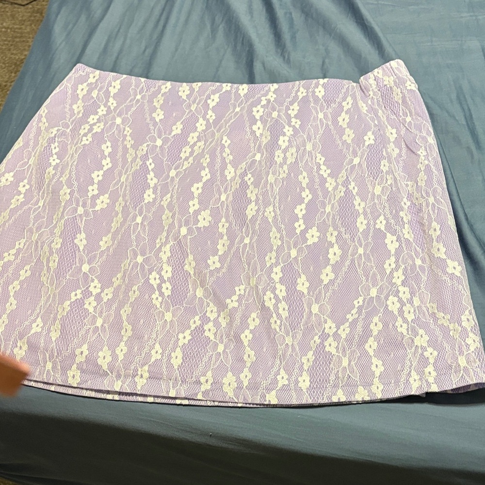 Lavender Lace Women's Skirt by SHEIN 2X polyester 19 in long elastic waist